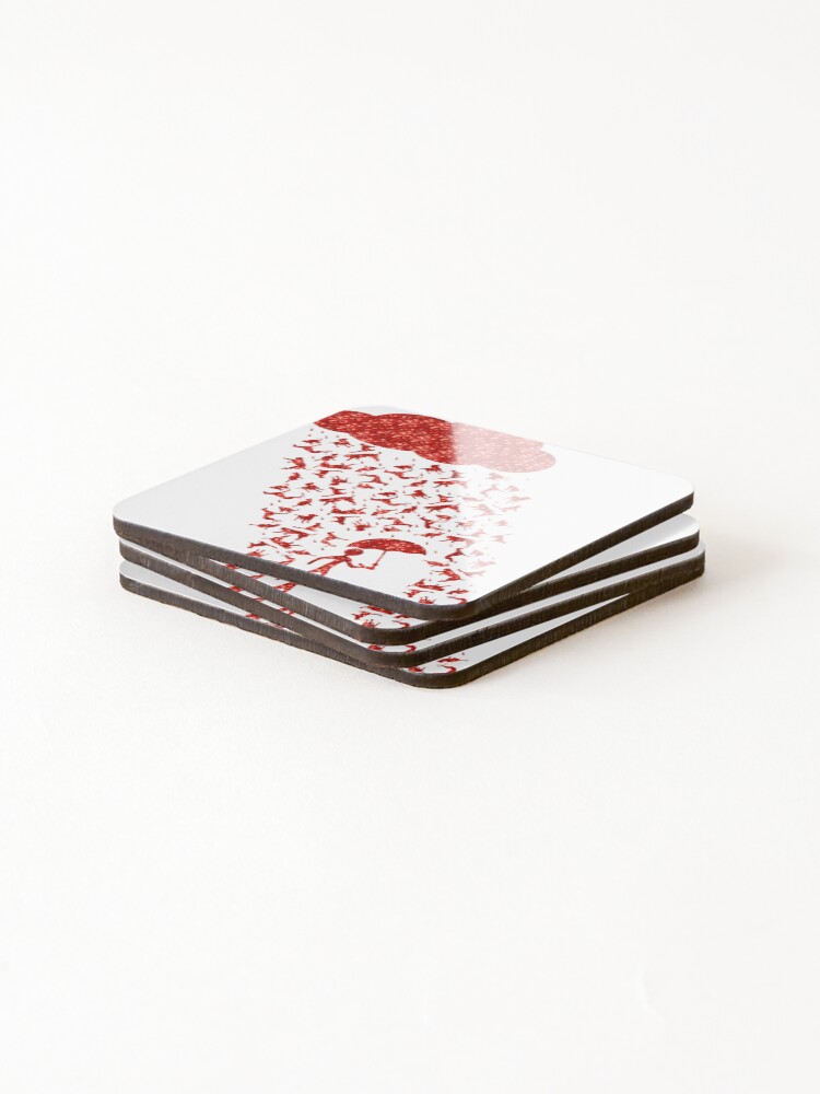 Thumbnail 4 of 5, Coasters (Set of 4), Red Rhinestone Raining Cats And Dogs designed and sold by TheIconSmith.