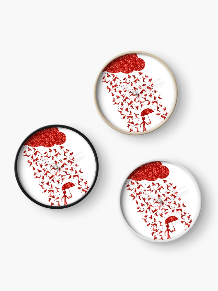 Thumbnail 3 of 4, Clock, Red Rhinestone Raining Cats And Dogs designed and sold by TheIconSmith.