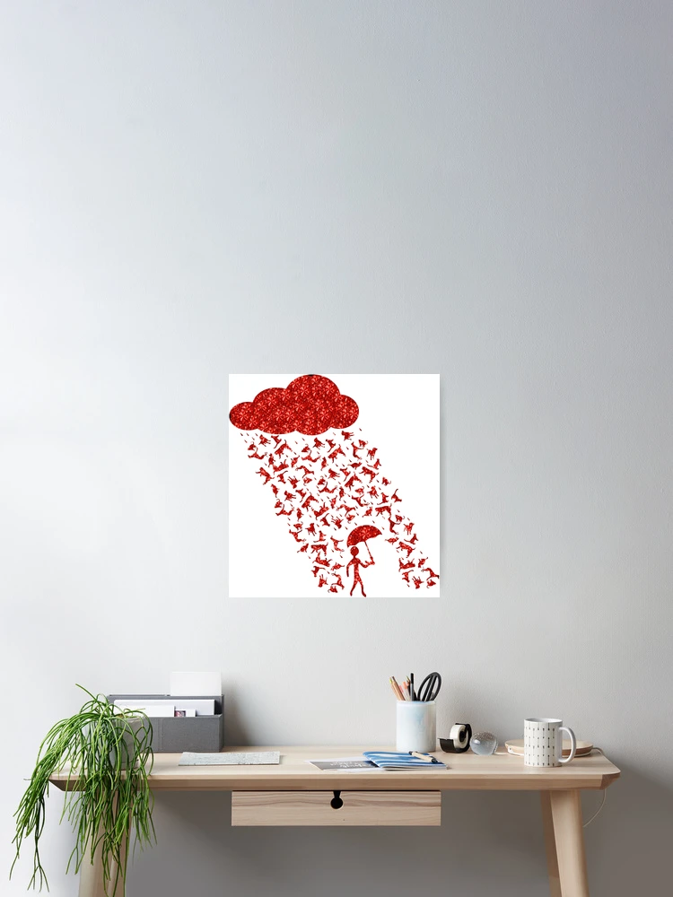 Thumbnail 2 of 3, Poster, Red Rhinestone  Raining Cats And Dogs designed and sold by TheIconSmith.