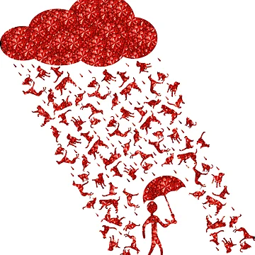 Artwork thumbnail, Red Rhinestone Raining Cats And Dogs by TheIconSmith