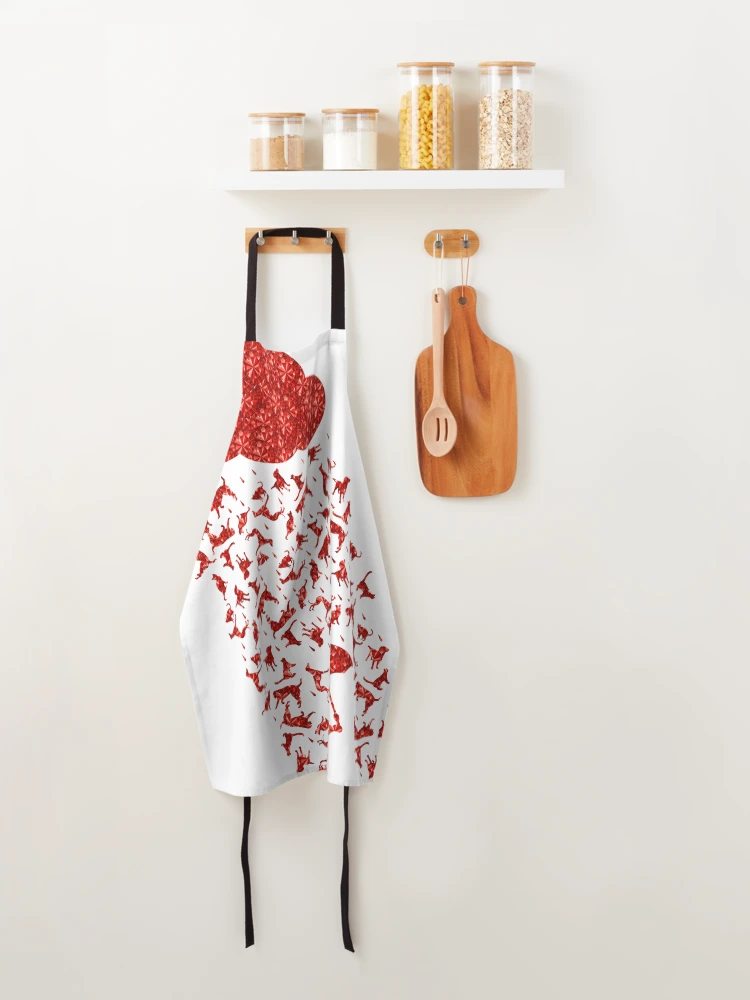 Thumbnail 4 of 6, Apron, Red Rhinestone Raining Cats And Dogs designed and sold by TheIconSmith.