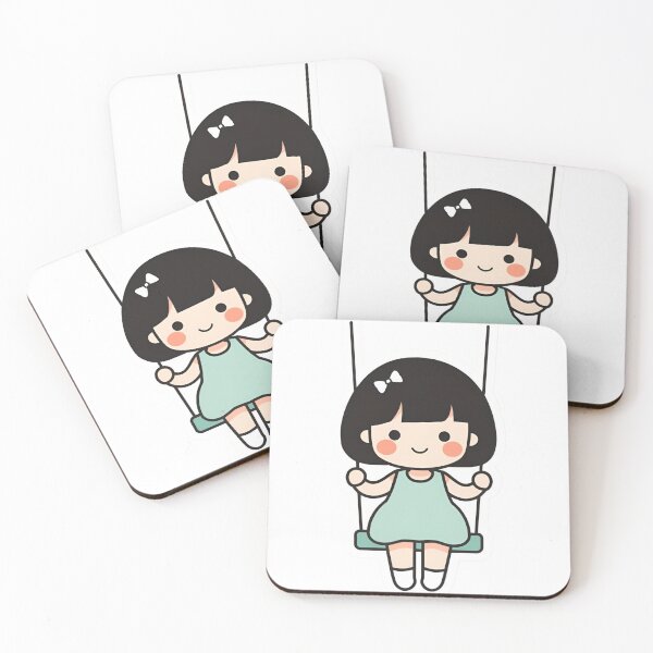 Item preview, Minimalist Kawaii Girl on Swing designed and sold by Moodune.