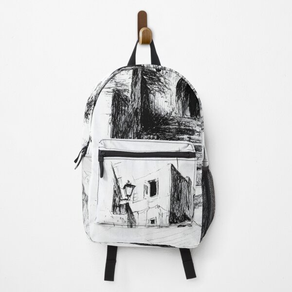 Item preview, black-and-white pencil sketch of a rustic European street designed and sold by MarcinJ84.