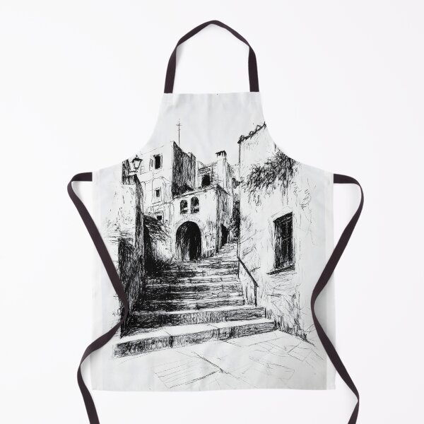 Item preview, black-and-white pencil sketch of a rustic European street  designed and sold by MarcinJ84.