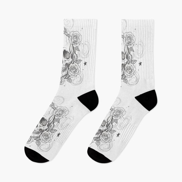 Item preview, Calavera con rosas estilo doodle sketch designed and sold by PastVision.
