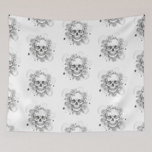 Item preview, Calavera con rosas estilo doodle sketch designed and sold by PastVision.