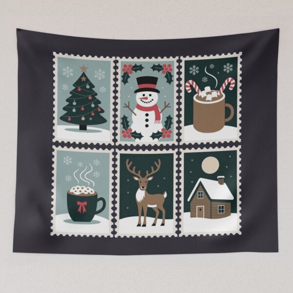 Aperçu de l'œuvre Illustration de timbre-poste vintage de Noël créée et vendue par Syrupulse.