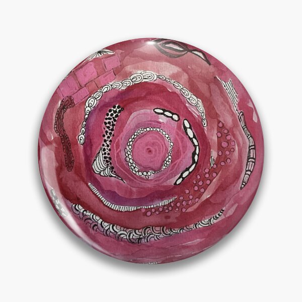 Item preview, Layered abstract circles with doodles in pink and red designed and sold by Kandoart.