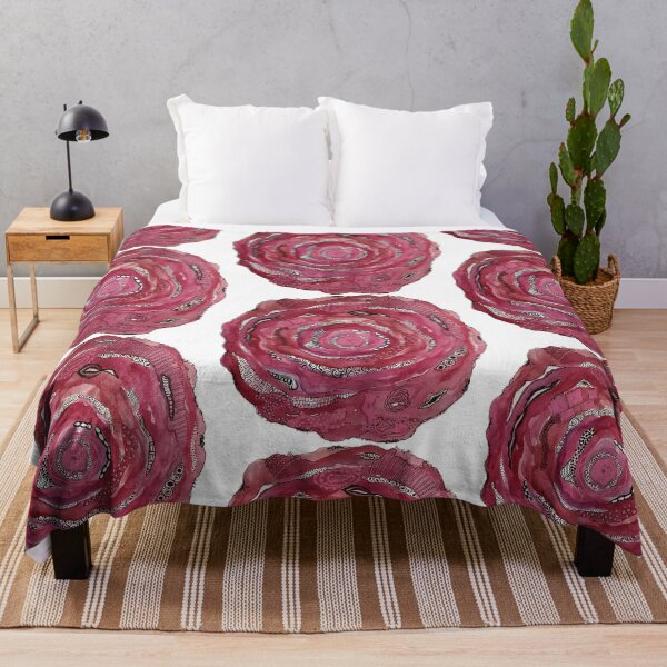 Item preview, Layered abstract circles with doodles in pink and red designed and sold by Kandoart.