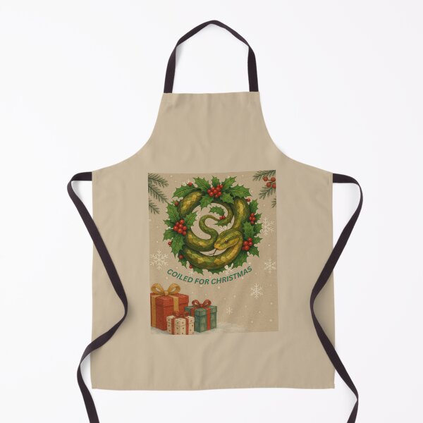 Item preview, “Coiled for Christmas – Festive Snake in Holly Wreath” designed and sold by GeoWild Designs.