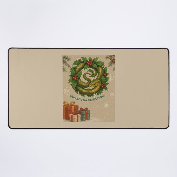 Item preview, “Coiled for Christmas – Festive Snake in Holly Wreath” designed and sold by GeoWild Designs.