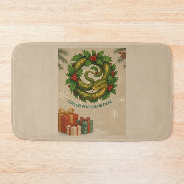 Item preview, “Coiled for Christmas – Festive Snake in Holly Wreath” designed and sold by GeoWild Designs.