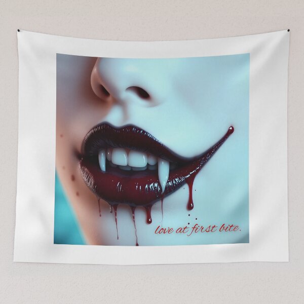 Item preview, Vampire Lips "Love at first bite" | Dark Humor, Gothic Romance Art designed and sold by EnigmaticGoth.