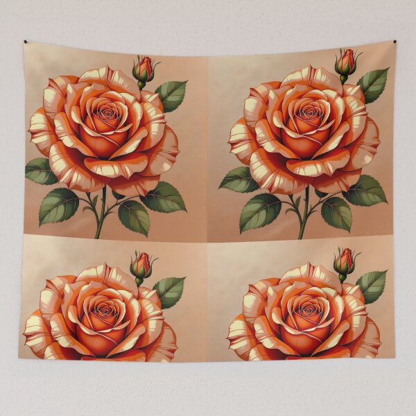 Item preview, Coral Red Rose Illustration – Pastel Coral Background designed and sold by EmeraldeaArt.