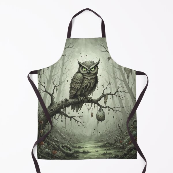 Item preview, Glowing-eyed zombie owl in a desolate, polluted forest designed and sold by kiradreamshop.