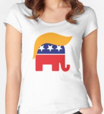 Donald Trump Hair GOP Elephant Logo ©TrumpCentral.org Women's Fitted Scoop T-Shirt