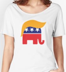 Donald Trump Hair GOP Elephant Logo ©TrumpCentral.org Women's Relaxed Fit T-Shirt