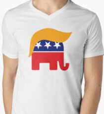Donald Trump Hair GOP Elephant Logo ©TrumpCentral.org Men's V-Neck T-Shirt