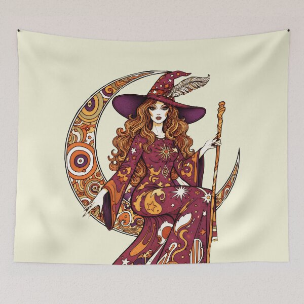 Item preview, Vintage 70s Celestial Witchy Woman Design designed and sold by Dakson Design - Fantasy Art.