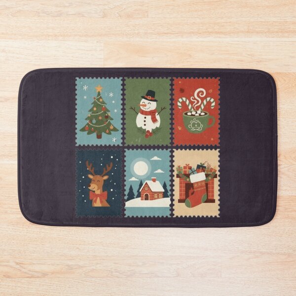 Item preview, Retro Christmas Postage Stamp Collection Illustration designed and sold by Syrupulse.