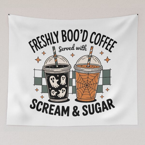Item preview, Freshly Boo’d Coffee – Retro Halloween Coffee Design designed and sold by SoftStyleStudio ⭐⭐⭐.