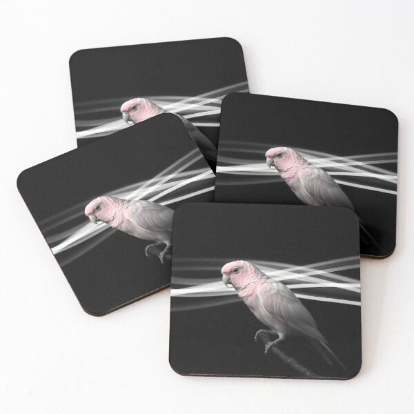 Item preview, Pale Pink Bourke Parrot – Rose Parakeet on Twig Illustration designed and sold by EmeraldeaArt.
