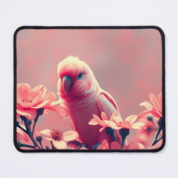 Item preview, Pink Rose Bourke Parrot with Delicate Flowers – Exotic Bird Illustration designed and sold by EmeraldeaArt.