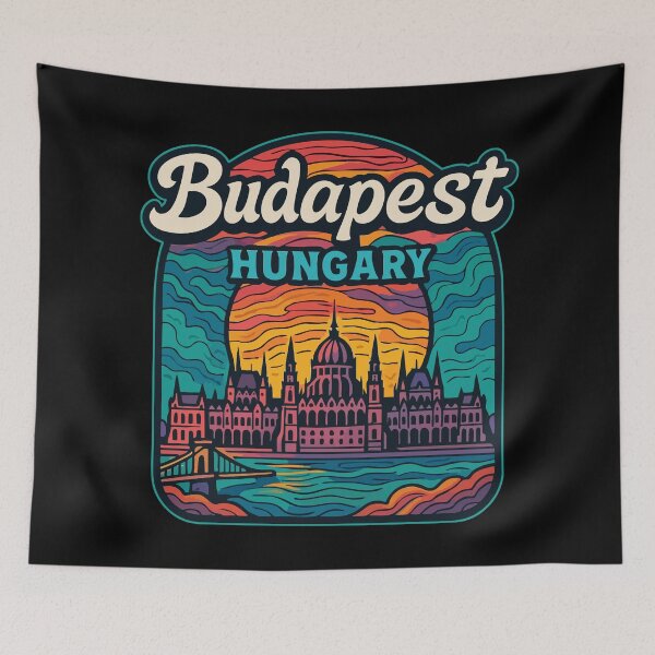 Item preview, Budapest Hungary Travel Retro Trippy designed and sold by TomFrontierArt.