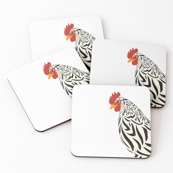 Item preview, Black and White Chicken Side Portrait – Simple Illustration designed and sold by EmeraldeaArt.