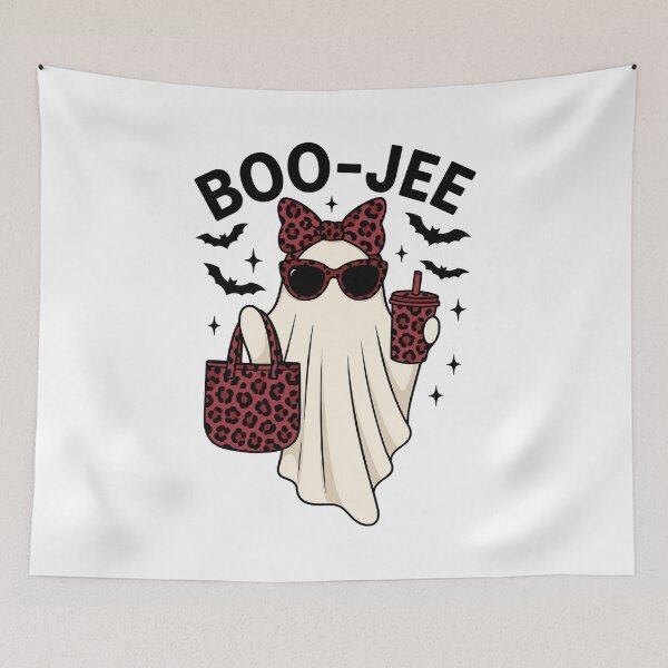 Item preview, Boo-Jee Funny Halloween Ghost with Glam Leopard Print designed and sold by TKsTees.