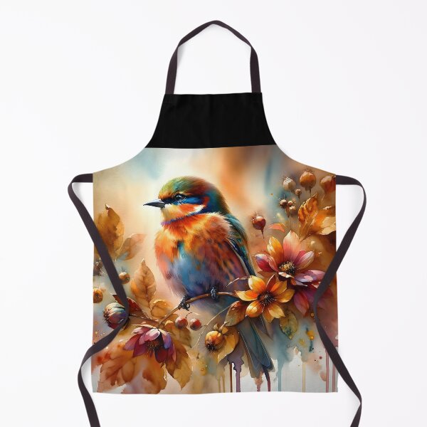 Item preview, Watercolor Fall Bird on Autumnal Tree Branch – Colorful Rustic Illustration designed and sold by EmeraldeaArt.
