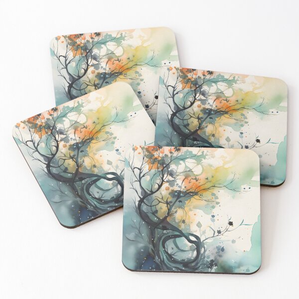 Item preview, Abstract Swirly Tree – Watercolor Autumn to Winter Illustration designed and sold by EmeraldeaDesign.