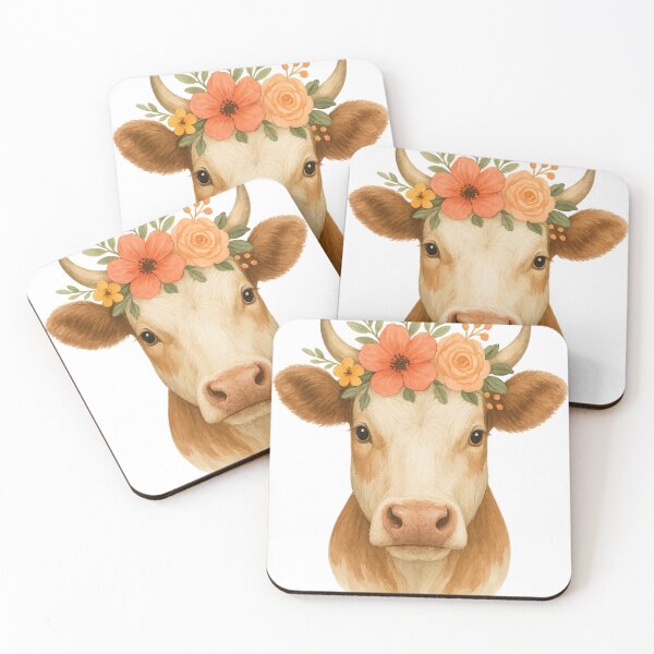 Item preview, Realistic White Cow Head with Floral Crown designed and sold by  ADBIB Design.