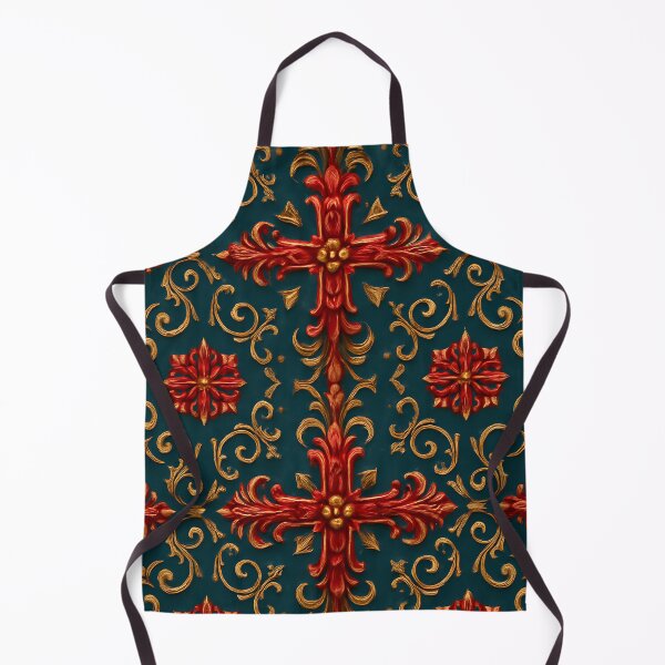 Item preview, Dark Teal Red Baroque Pattern designed and sold by SassyArtistry.