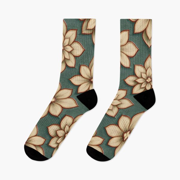 Item preview, Vintage Beige Floral on Teal designed and sold by SassyArtistry.
