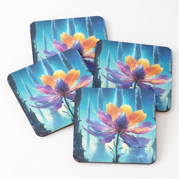 Item preview, Utopian Fantasy City – Giant Blooming Flower Among Skyscrapers designed and sold by EmeraldeaArt.