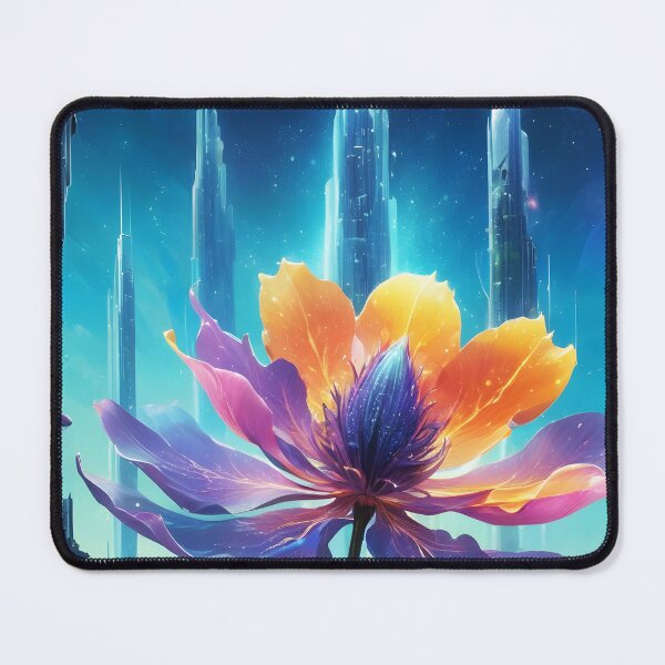 Item preview, Utopian Fantasy City – Giant Blooming Flower Among Skyscrapers designed and sold by EmeraldeaArt.
