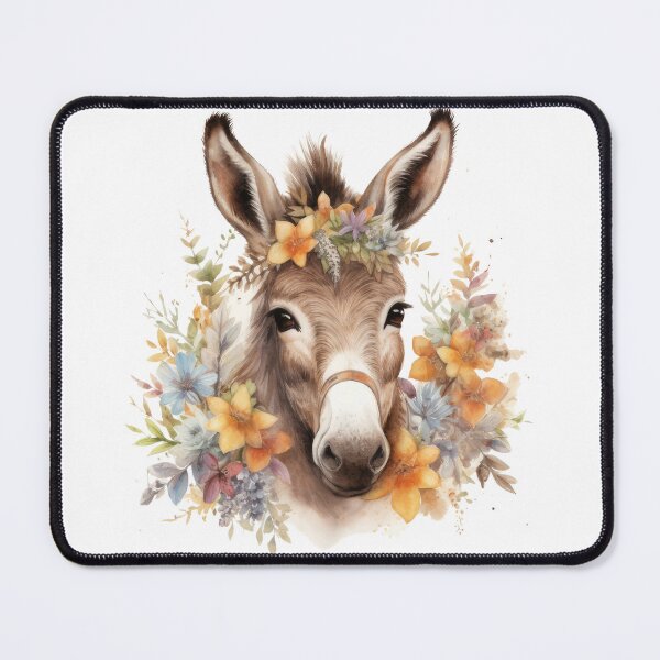 Item preview, Floral Donkey Watercolor – Rustic Farmhouse Animal Art designed and sold by PixelExpressStudio.