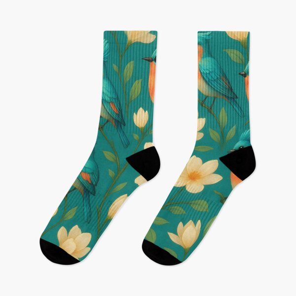 Item preview, Teal Floral Pattern with Birds designed and sold by SassyArtistry.