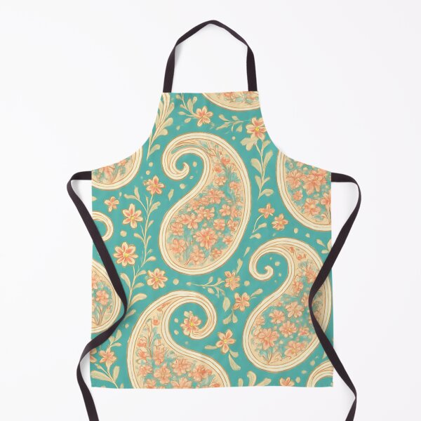 Item preview, Teal and Peach Paisley Floral Pattern designed and sold by SassyArtistry.