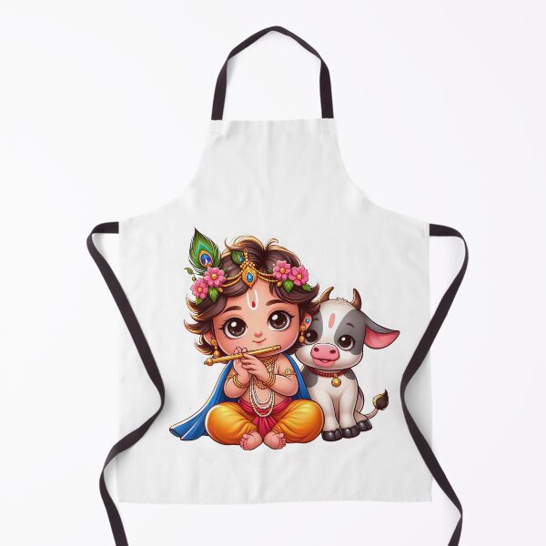 Item preview, Baby Krishna playing flute With Baby Cow, Cute Krishna Calf Art designed and sold by Kondi-Art.