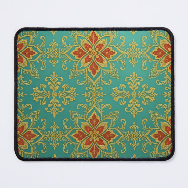 Item preview, Teal Red Ornamental Floral Pattern designed and sold by SassyArtistry.