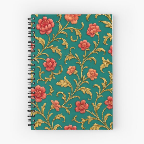 Item preview, Teal Red Vintage Floral Pattern designed and sold by SassyArtistry.
