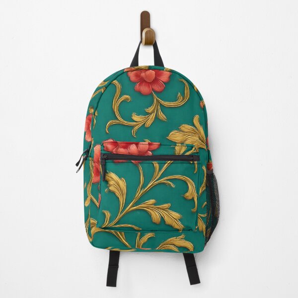 Item preview, Teal Red Vintage Floral Pattern designed and sold by SassyArtistry.