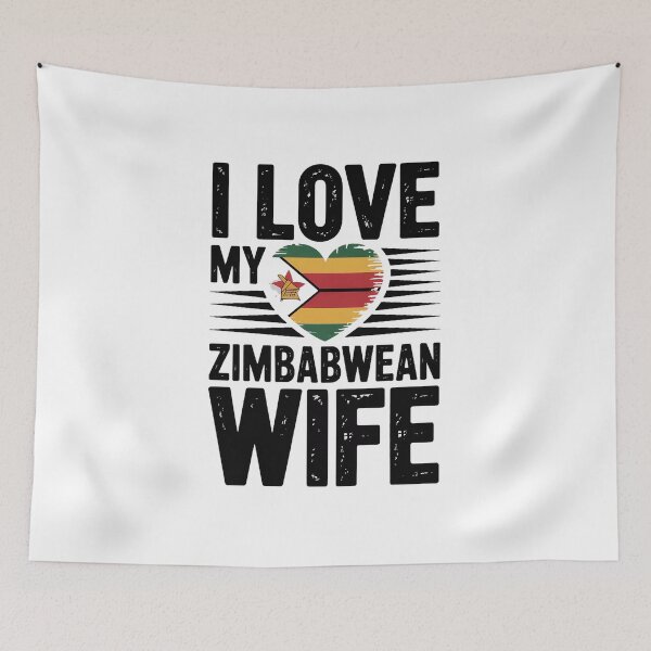 Item preview, I Love My Zimbabwean Wife - zimbabwe, zimbabwean, zimbabwean flag, zimbabwe flag, africa, zimbabwean husband, designed and sold by The Hobby Bunny.