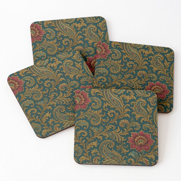 Item preview, Dark Teal Baroque Floral Pattern designed and sold by SassyArtistry.