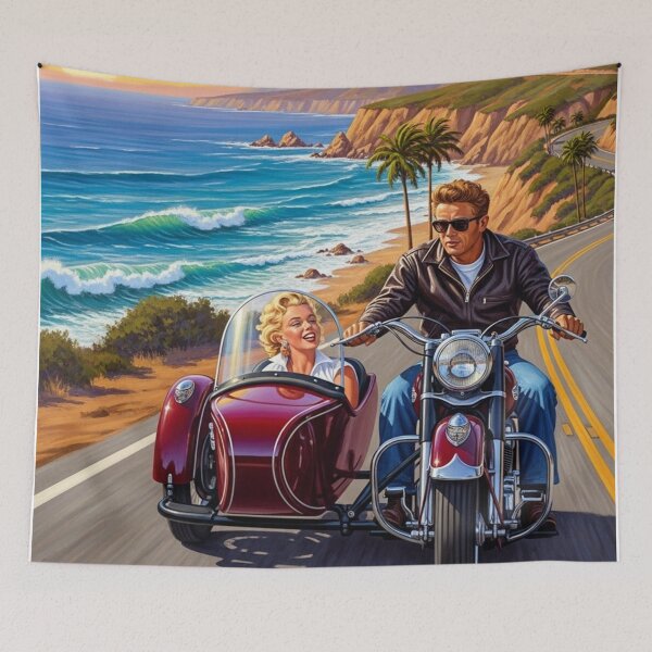 Item preview, Hollywood Icons – James Dean & Marilyn Monroe in Malibu Sidecar Adventure designed and sold by Art's Diner.