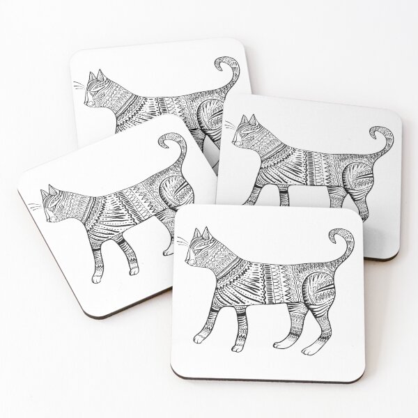 Item preview, black and white doodle cat designed and sold by Olga Lashko.