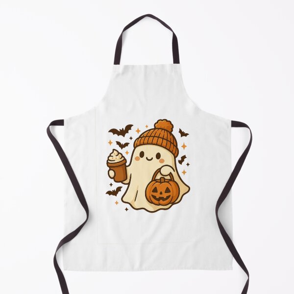 Item preview, Cute Ghost with Beanie, Pumpkin Spice & Jack-o’-Lantern – Cozy Halloween Illustration designed and sold by DailyDrivesct.