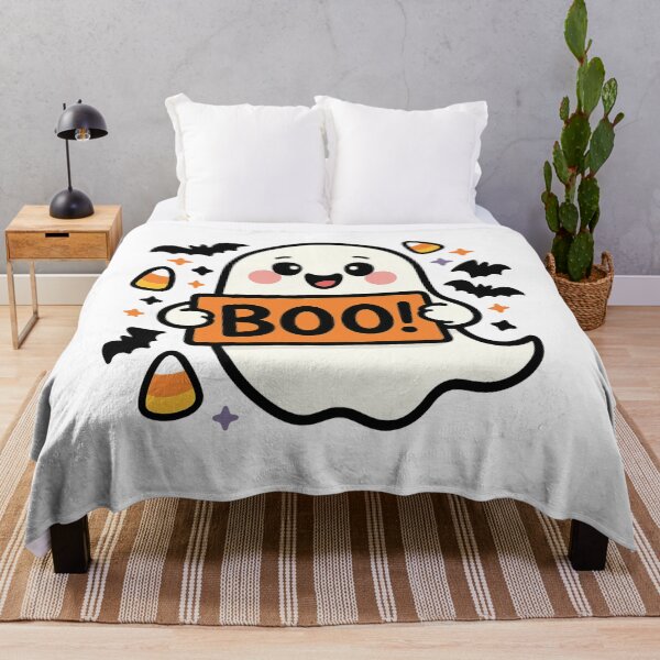Item preview, Cute Cartoon Ghost with BOO! Sign – Fun Halloween Design designed and sold by DailyDrivesct.